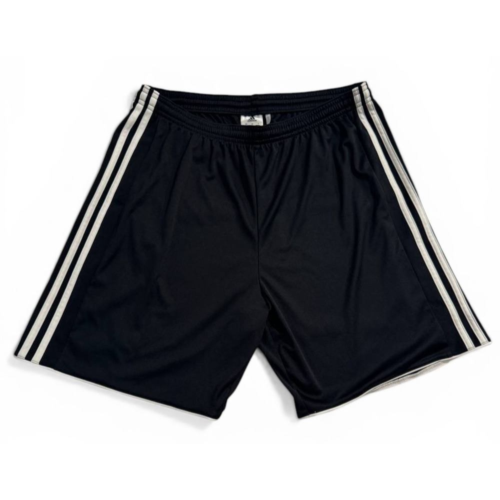 Adidas Shorts Mens Large Black White Striped Athletic Soccer Training Elastic